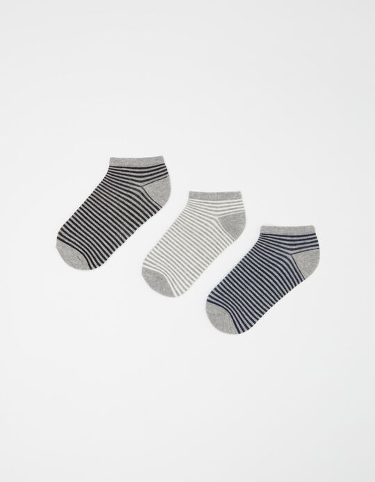3 Pairs of Invisible Socks Pack, Men, Multicolour