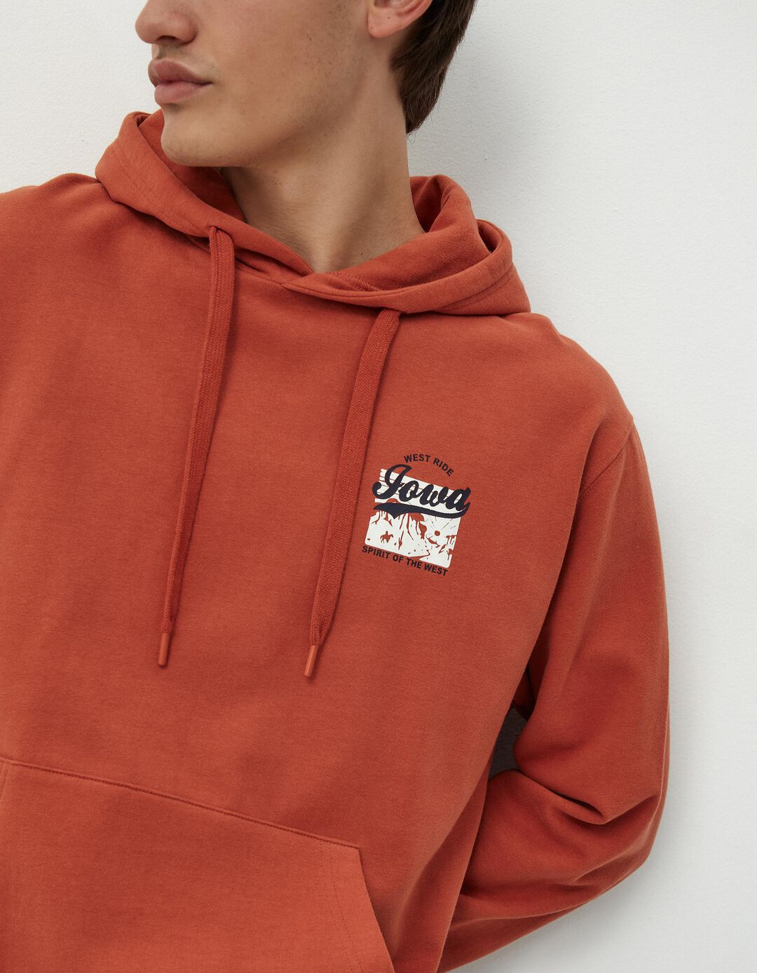 Sweatshirt de Felpa Capuz, Homem, Laranja