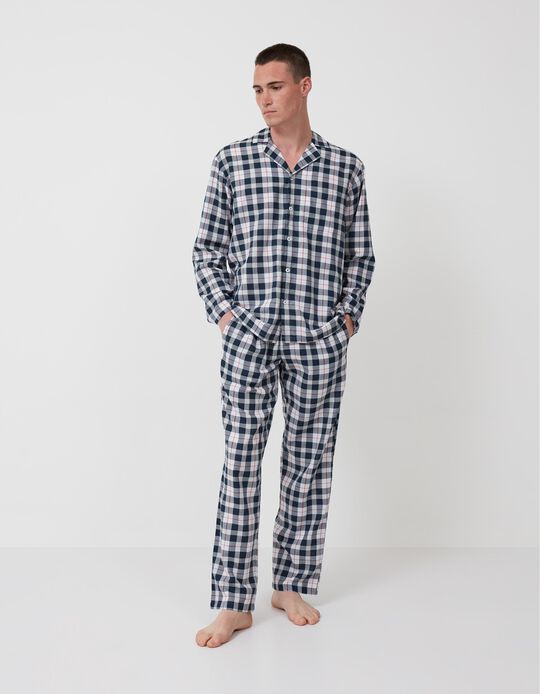 Pijama Xadrez, Homem, Azul Escuro