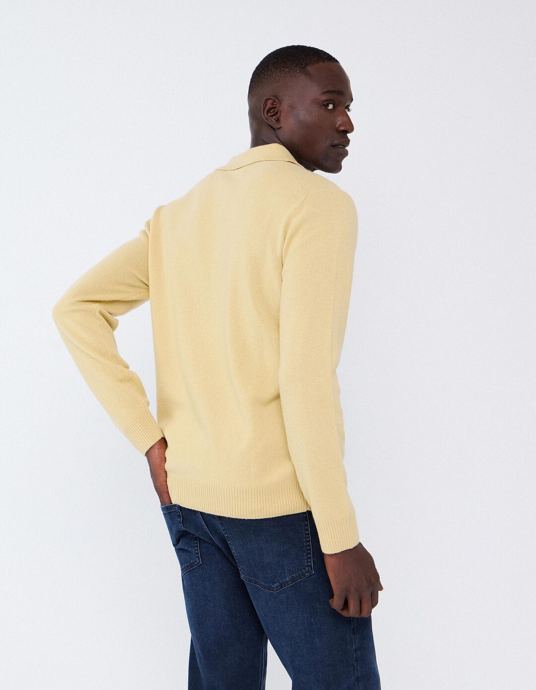 Polo Com Mistura De L&atilde;, Homem, Amarelo