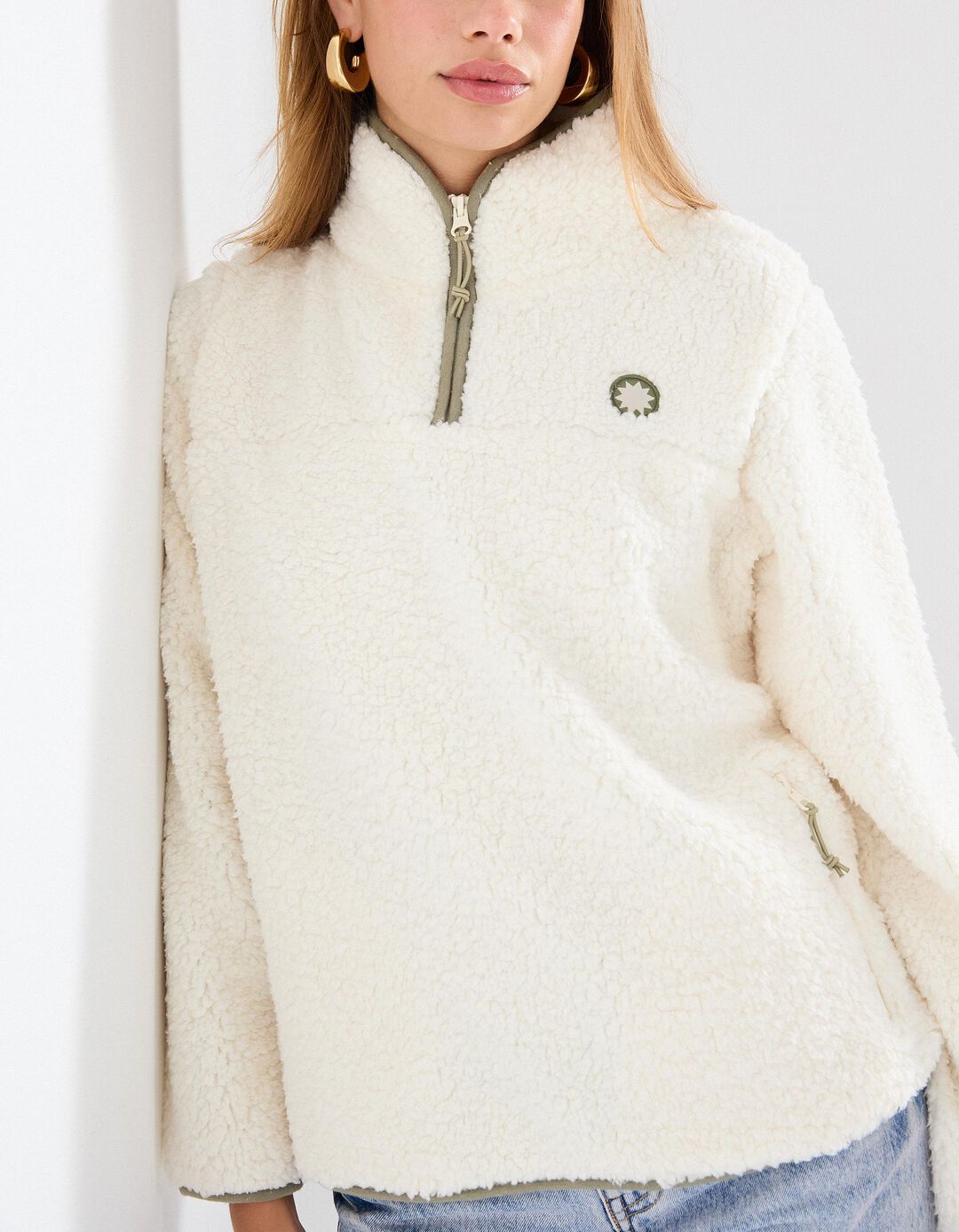 Sweatshirt Sherpa, Mulher, Bege Claro 