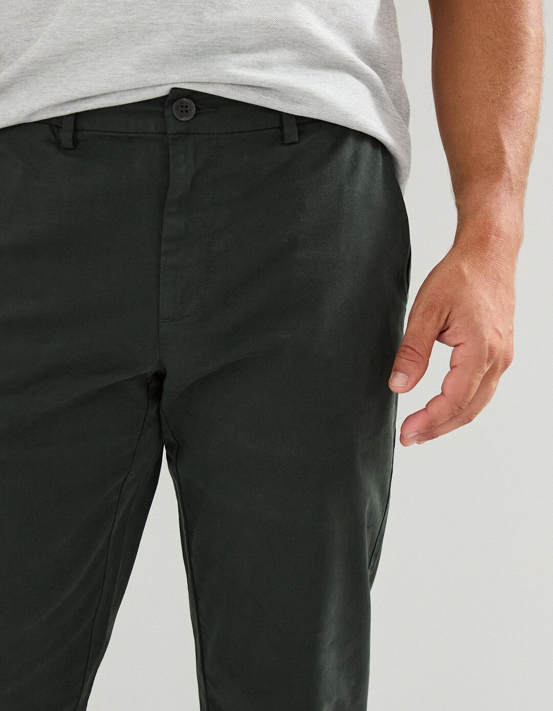 Calças Chino Slim, Homem, Verde Escuro