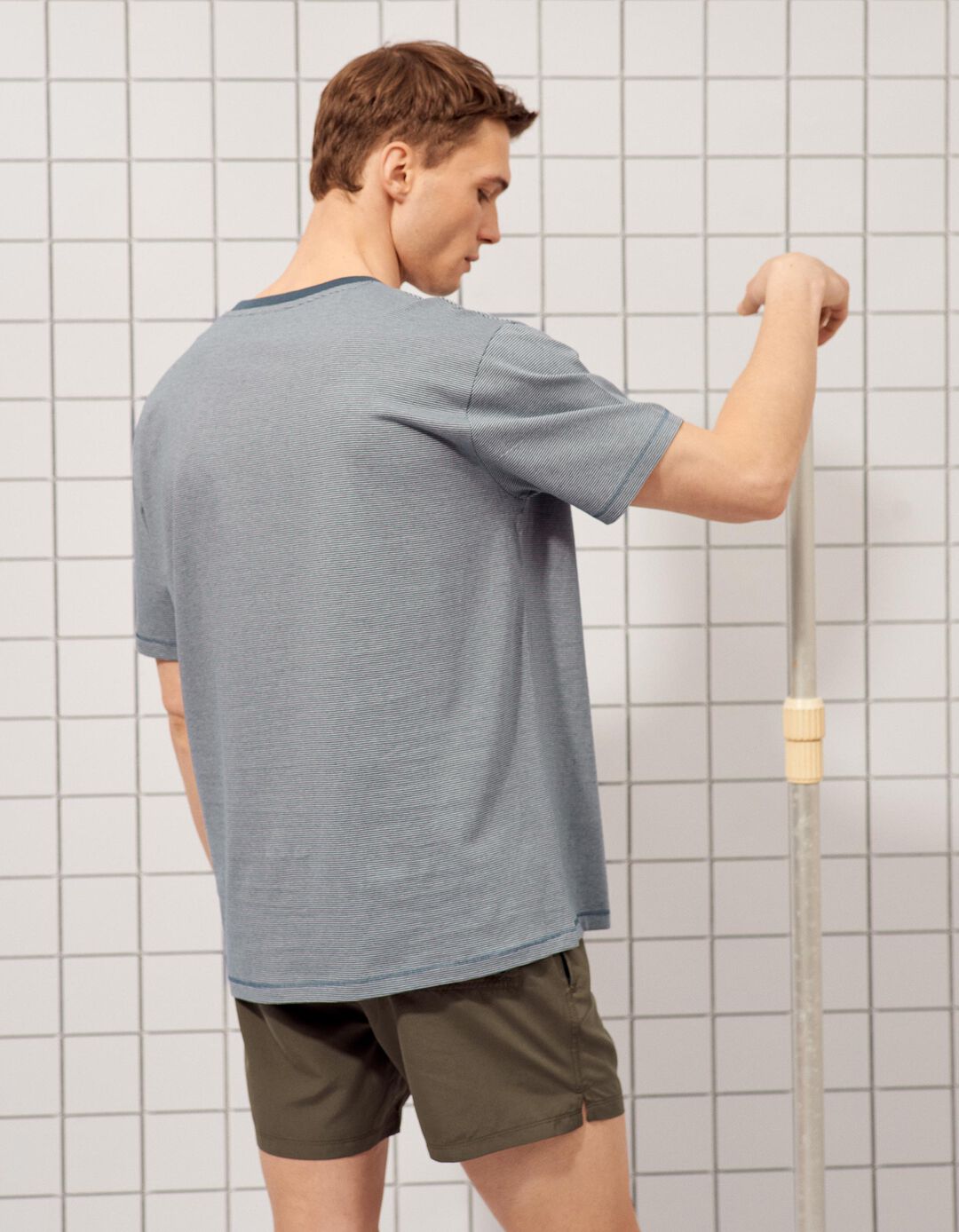 T-shirt Riscas, Homem, Azul Escuro