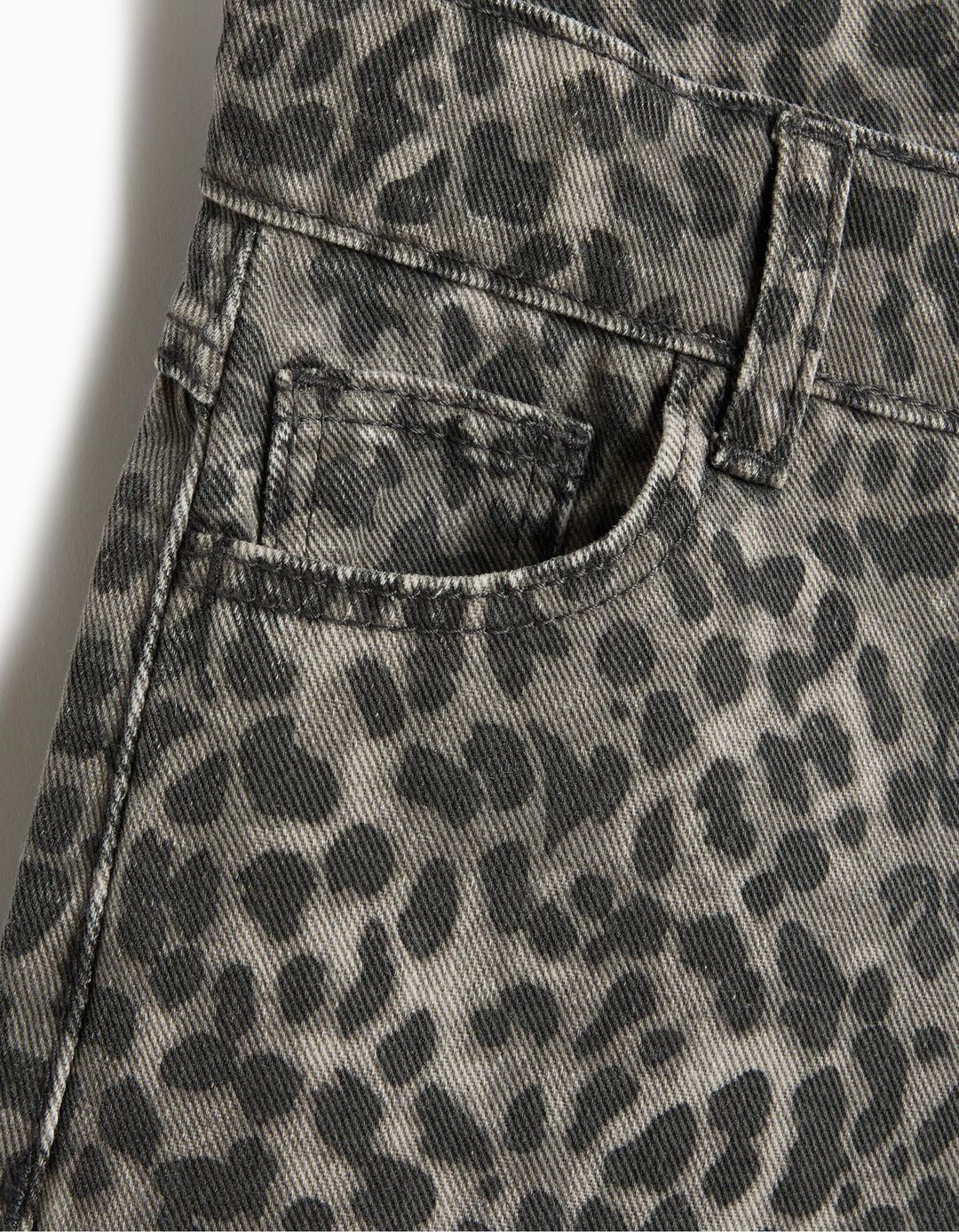 Cal&ccedil;as Wide Leg Animal Print, Menina, Cinzento Escuro