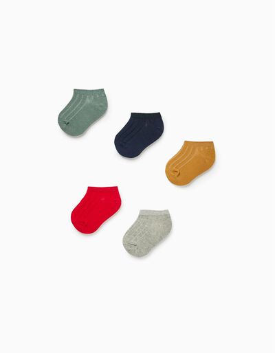 5 Pairs of Ankle Socks for Baby Boys 'Colours', Multicoloured