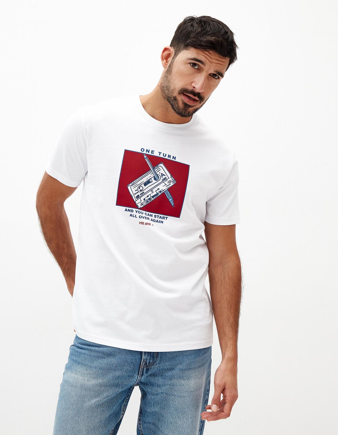 T-shirt Jersey Estampado, Homem, Branco