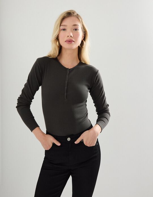Comprar Online Body com Botões, Mulher, Cinzento Escuro