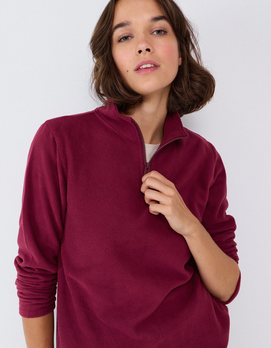 Camisola Polar, Mulher, Vermelho Escuro
