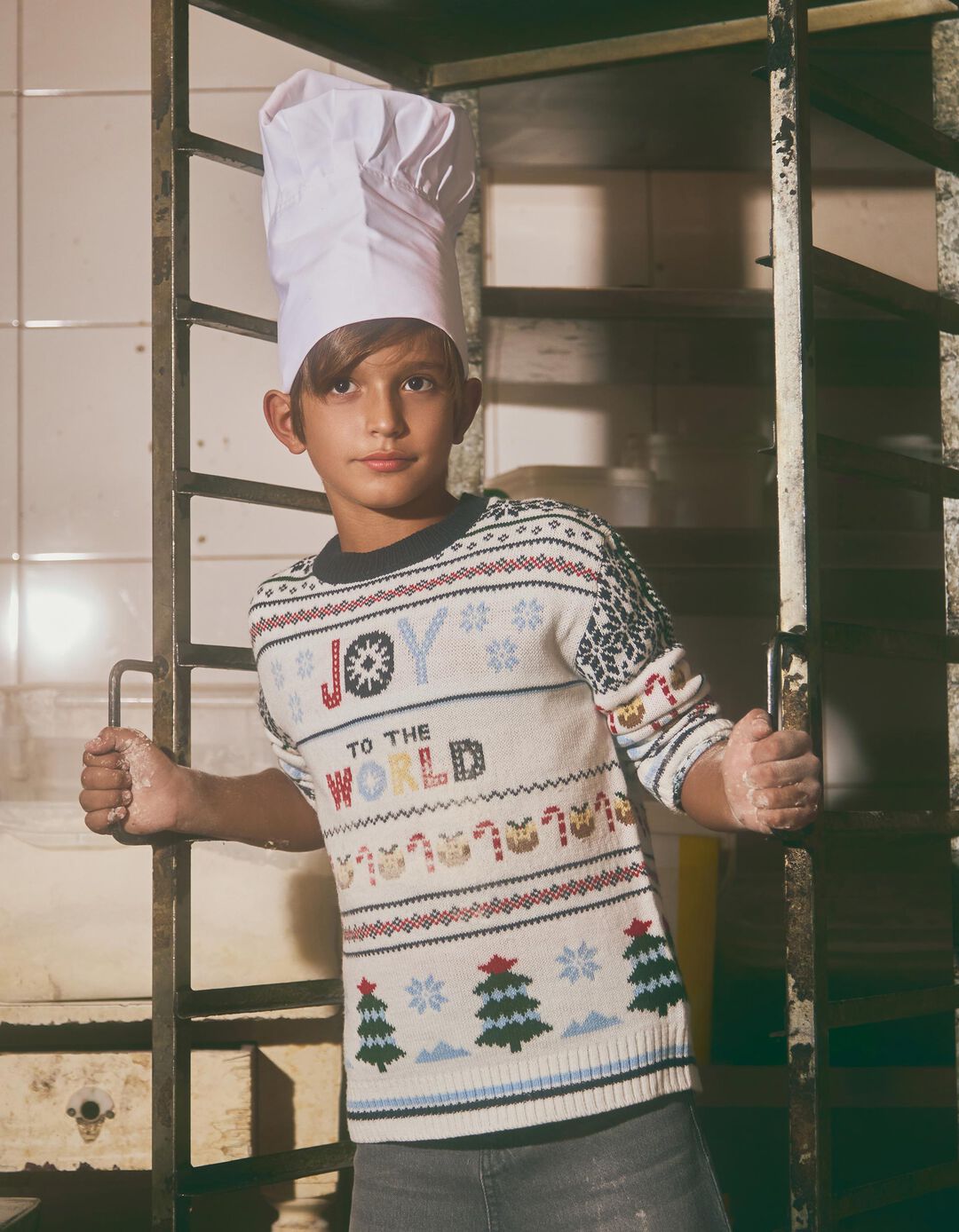 Camisola de Malha, Menino, Bege Claro