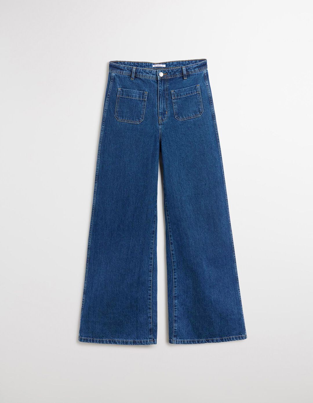 Calças de Ganga Wide Leg, Mulher, Azul Escuro