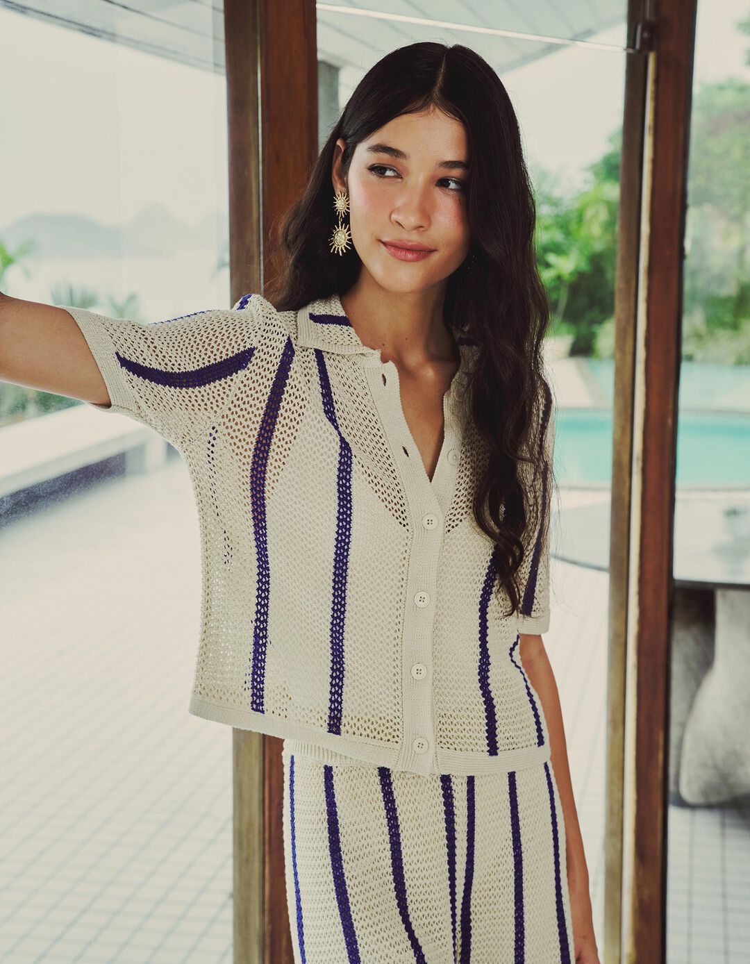 Camisa Malha Tricotada, Mulher, Azul