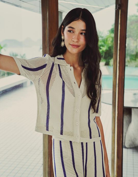 Comprar Online Camisa Malha Tricotada, Mulher, Azul