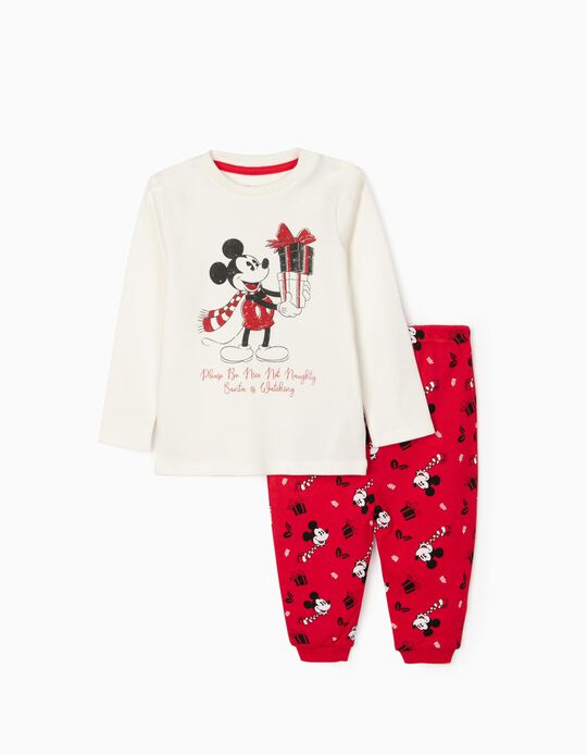 Pijama de Natal para Bebé Menino 'Mickey', Branco/Vermelho