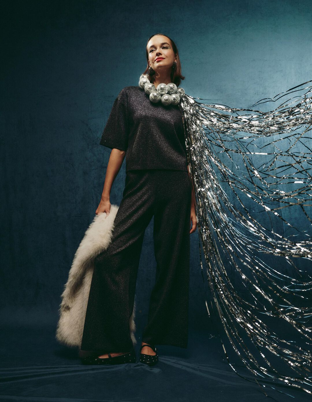 T-shirt de Malha, Mulher, Preto