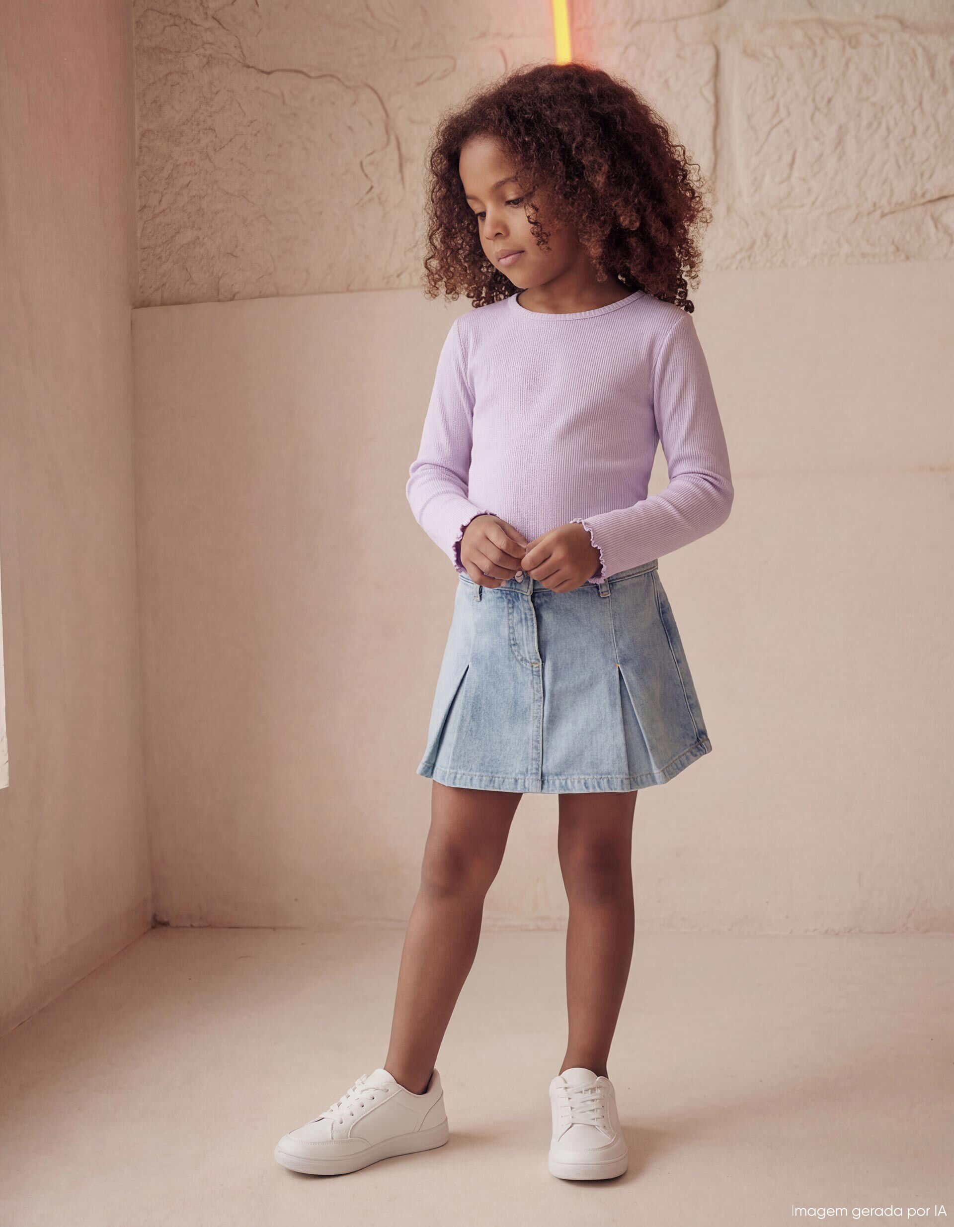 Comprar Online Saia-cal&ccedil;&atilde;o de Ganga, Menina, Azul Claro