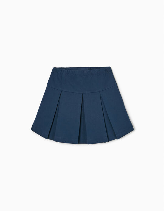 Roma Fabric Mini Skirt for Girls, Dark Blue