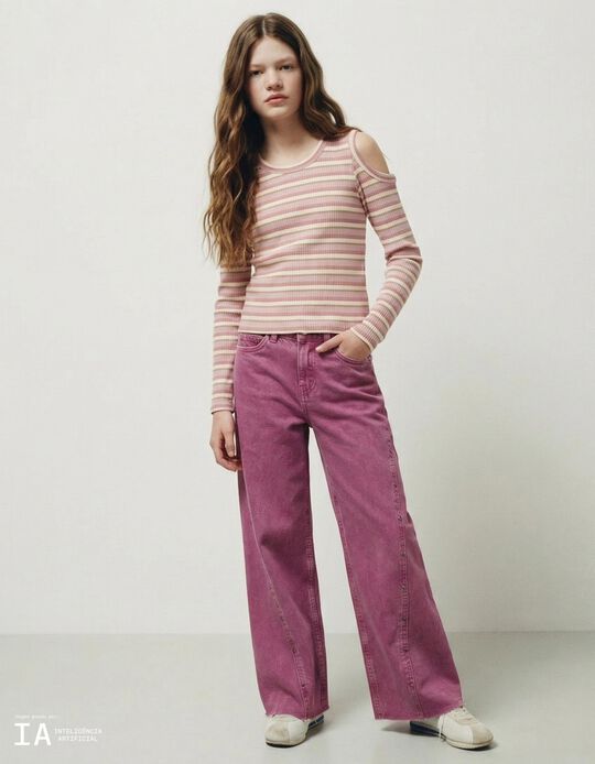 Comprar Online Cal&ccedil;as de Ganga 'Wide Leg', Menina, Rosa Escuro