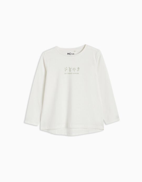 Comprar Online Printed Long Sleeve T-shirt, Girl, White