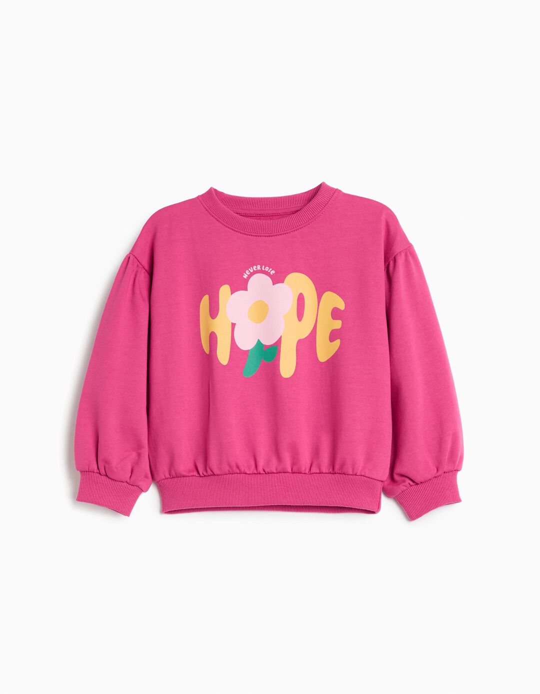 Sweatshirt De Felpa Estampada, Menina, Rosa Escuro