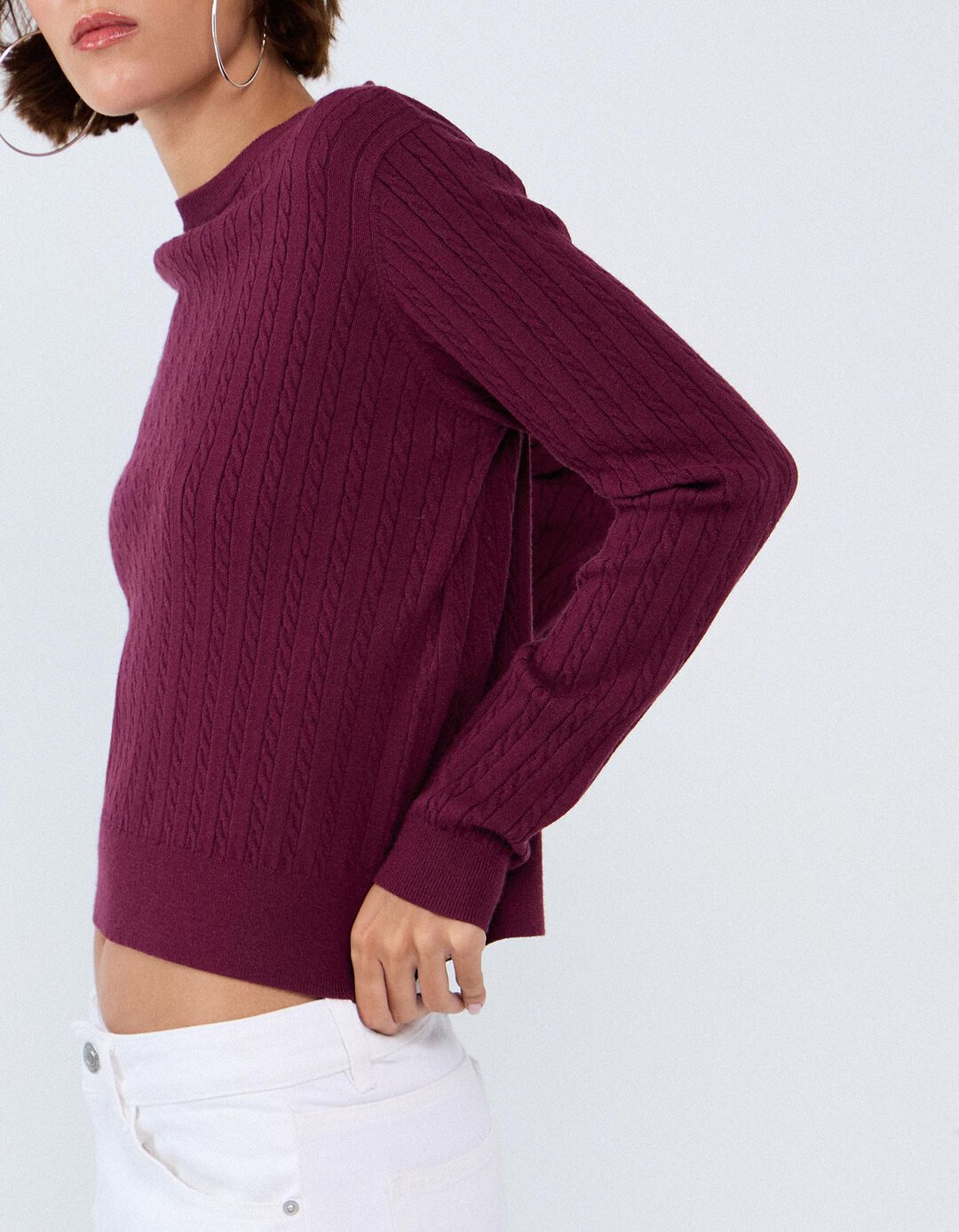 Sweater Tricotada Com Viscose, Mulher, Vermelho Escuro