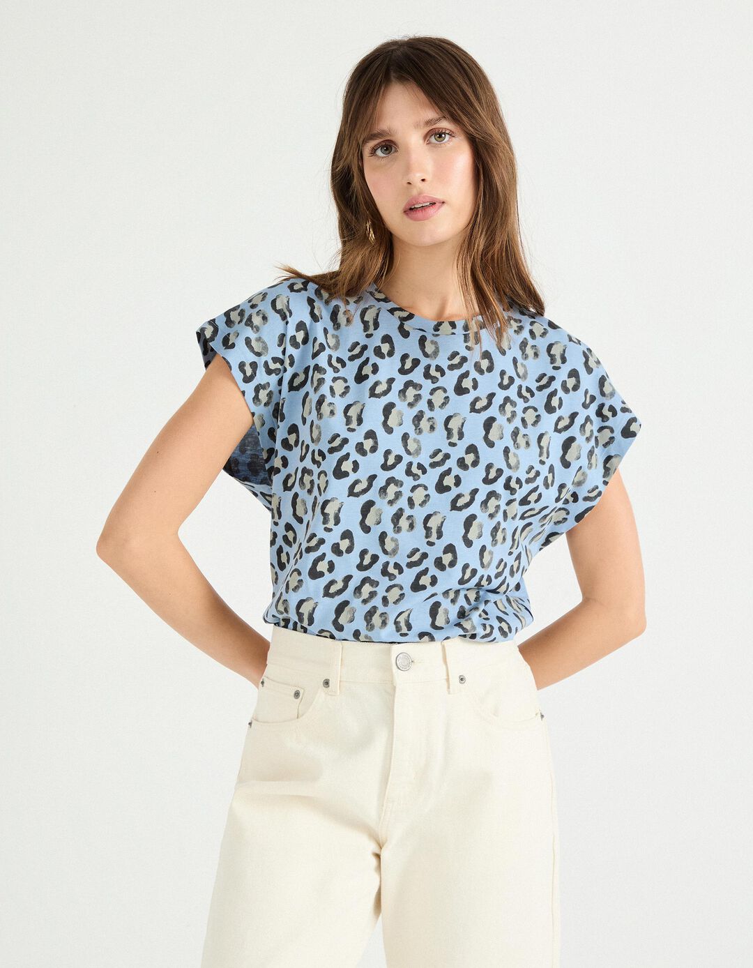 T-shirt Print, Mulher, Azul Escuro