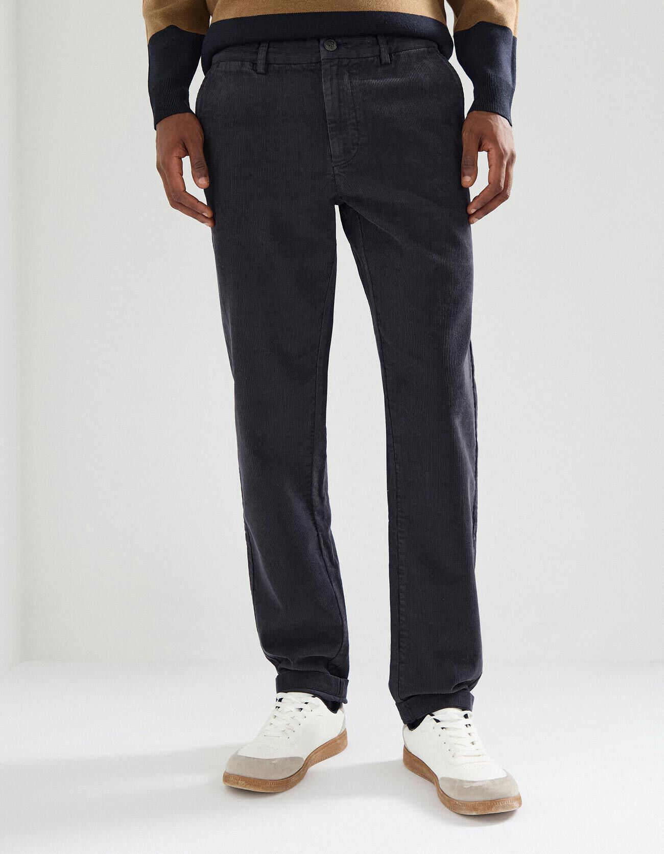 Comprar Online Cal&ccedil;as Chino de Bombazina, Homem, Azul Escuro