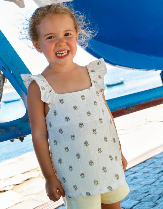 Comprar Online Top De Folhos, Menina, Branco