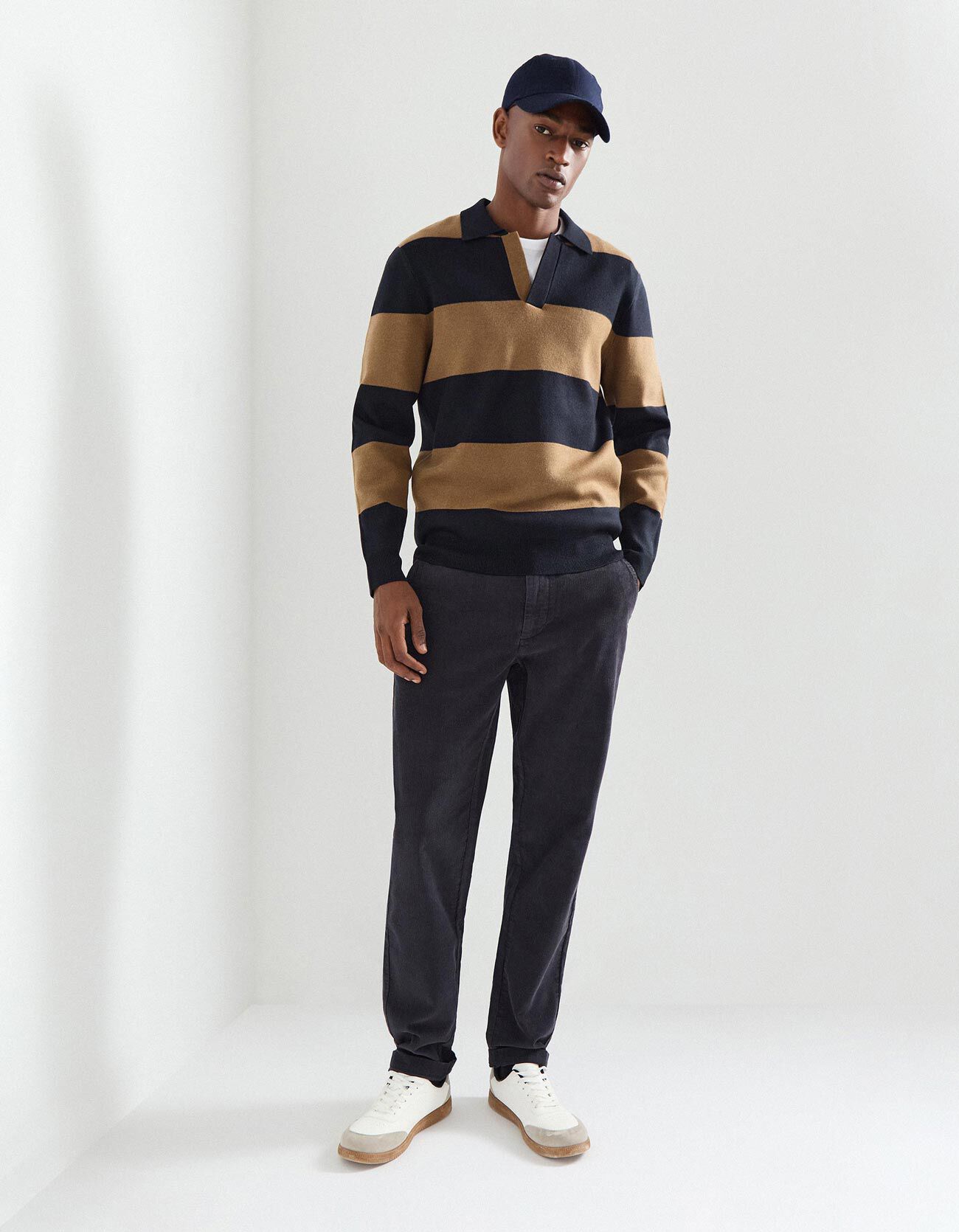 Comprar Online Cal&ccedil;as Chino de Bombazina, Homem, Azul Escuro