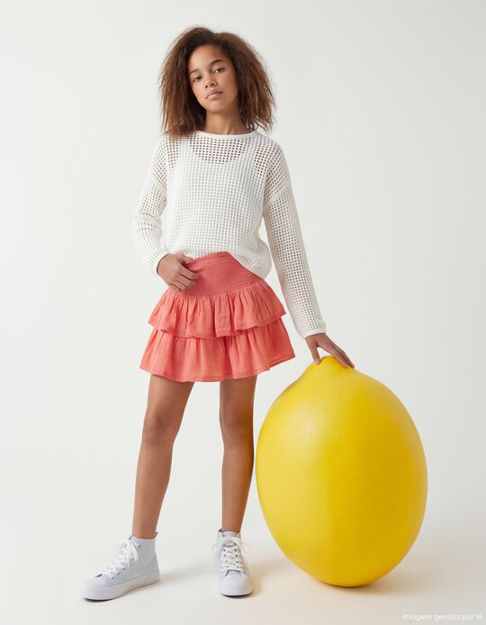 Comprar Online Saia com Folhos, Menina, Rosa Escuro