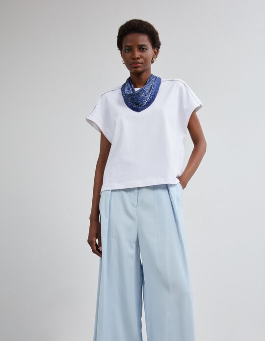 Comprar Online T-shirt Com Detalhe, Mulher, Branco