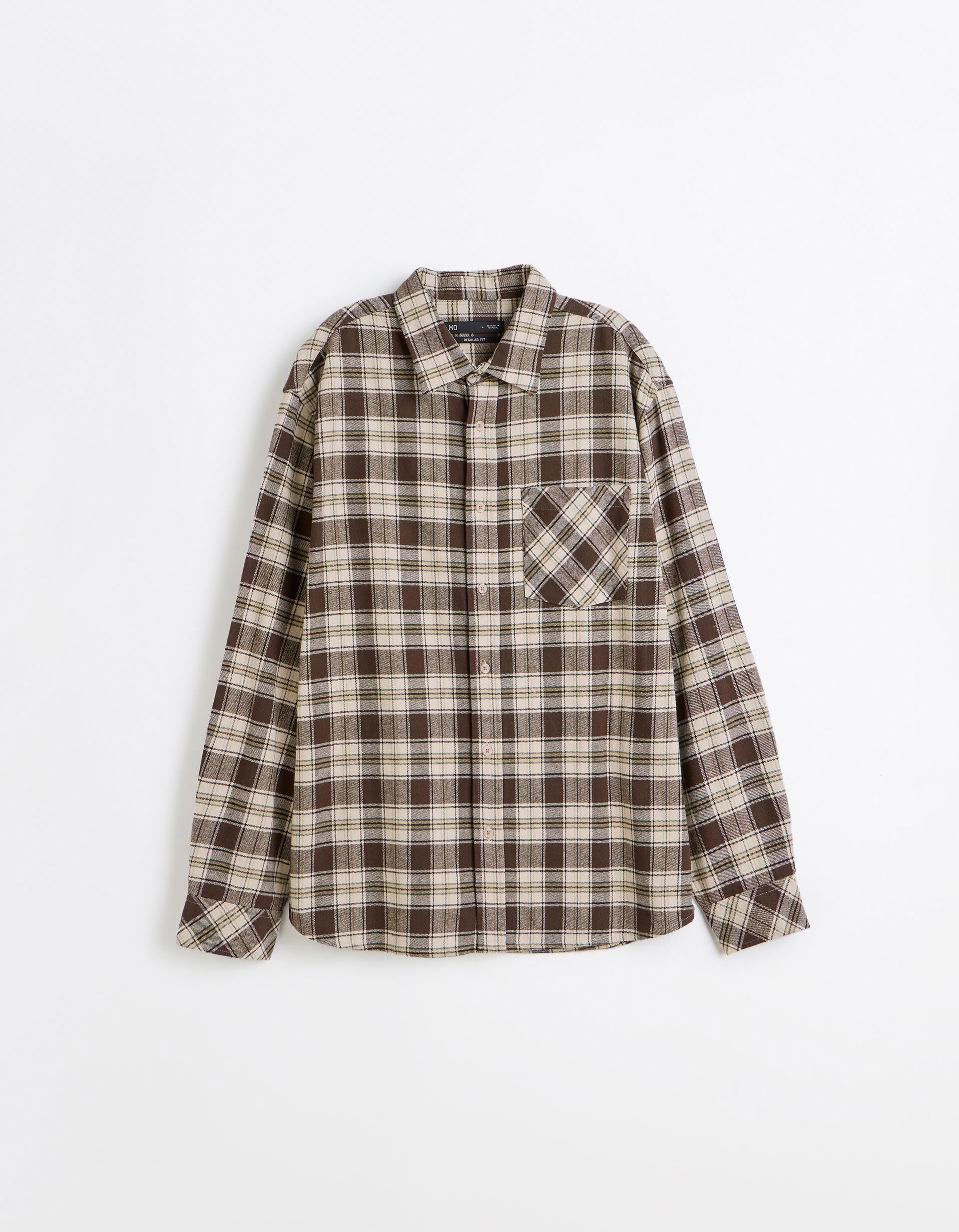 Comprar Online Camisa De Flanela Xadrez, Homem, Bege 