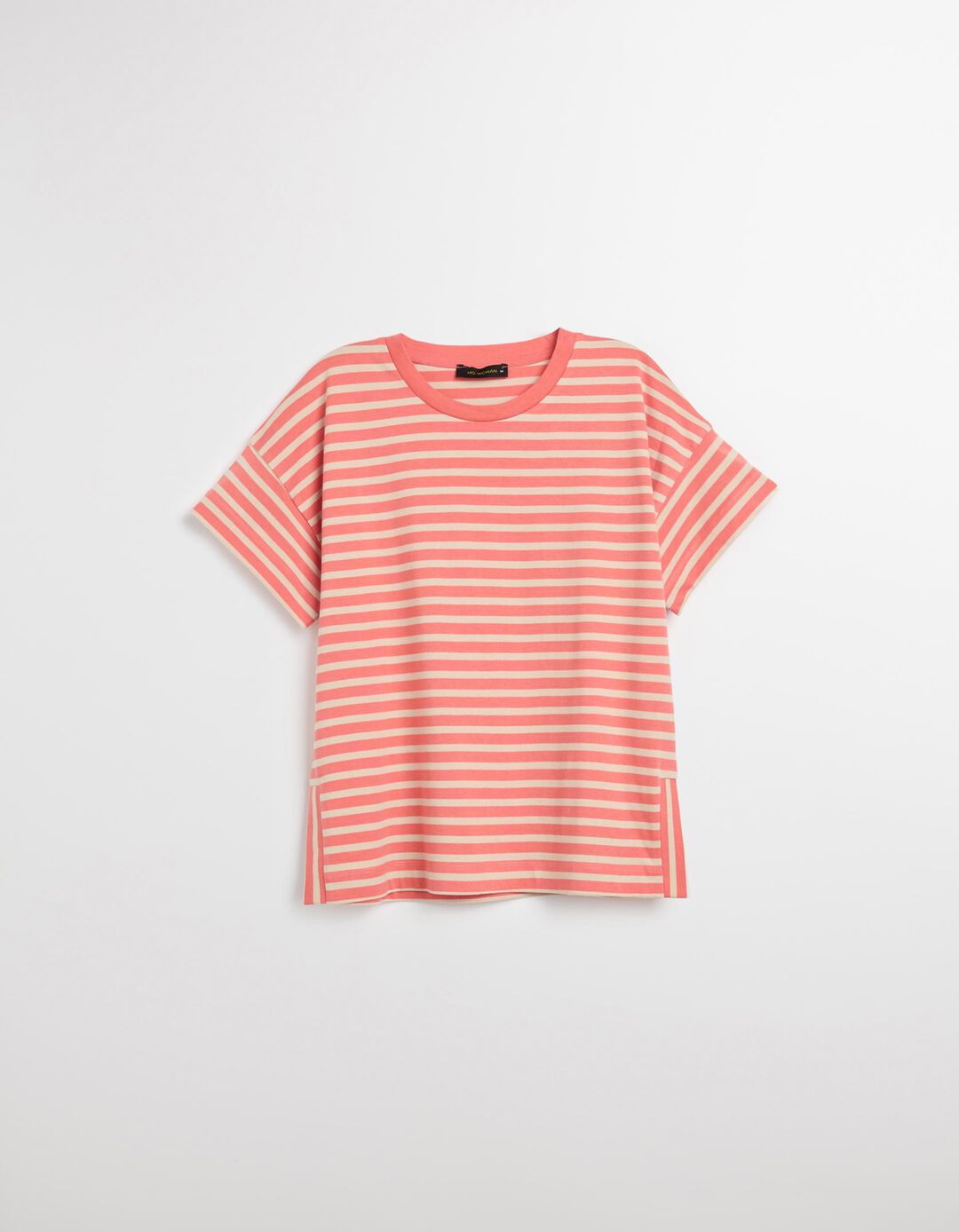 T-shirt de Riscas, Mulher, Rosa