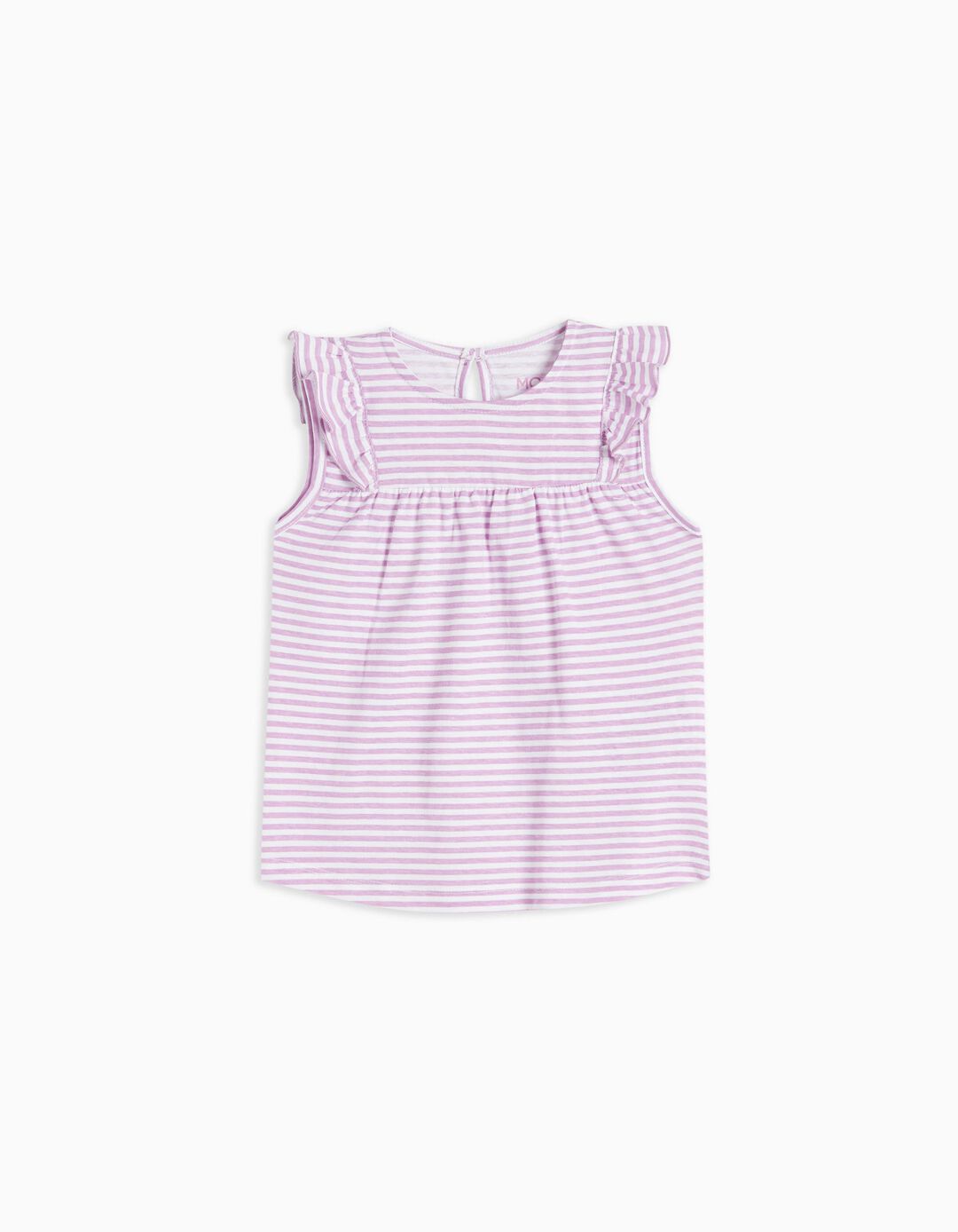 Frill Striped T-shirt, Baby Girls, Lilac
