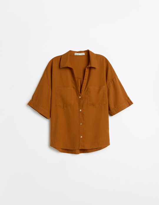 Comprar Online Blusa com linho, Mulher, Castanho Claro 