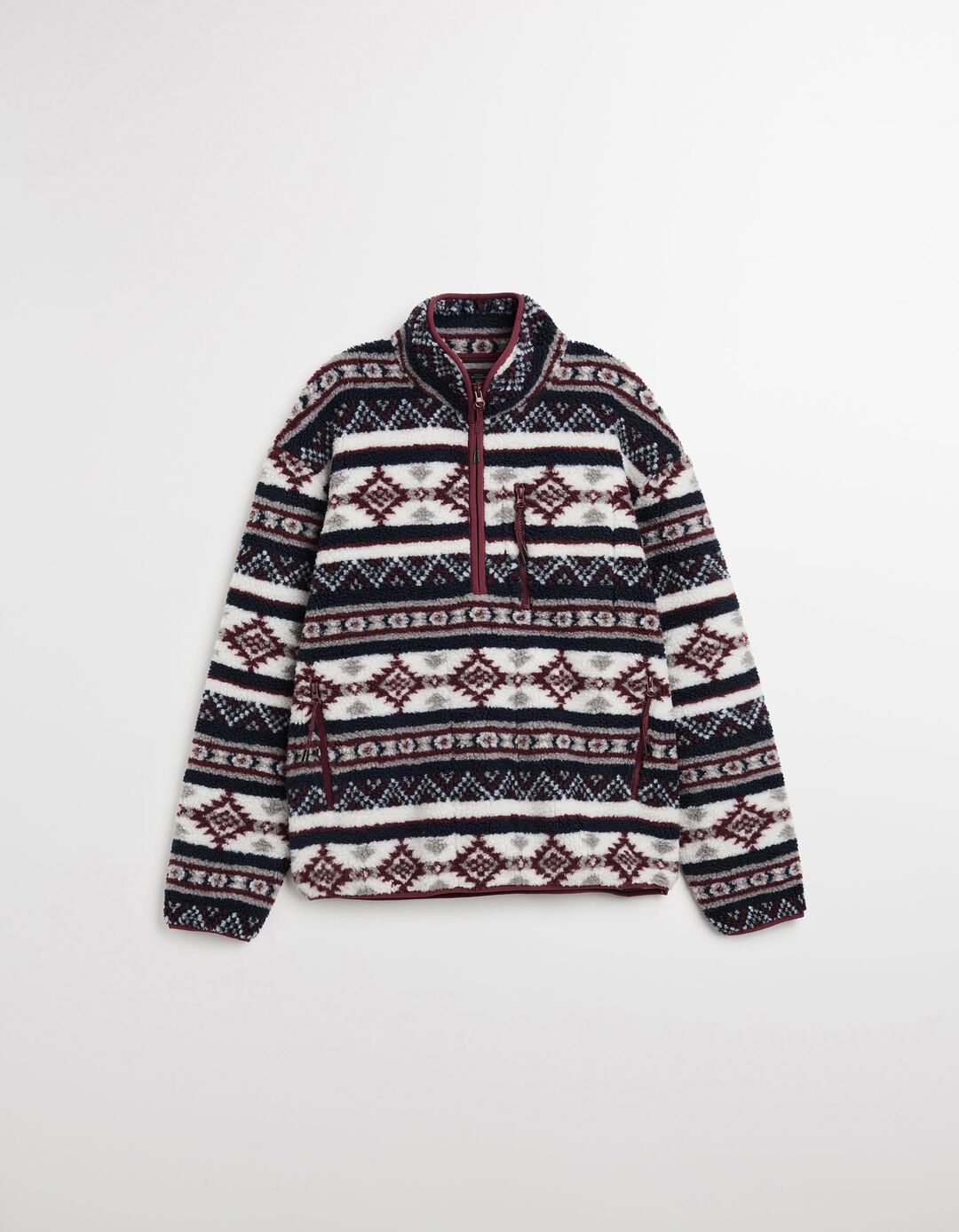 Camisola Sherpa com Fecho, Homem, Vermelho Escuro