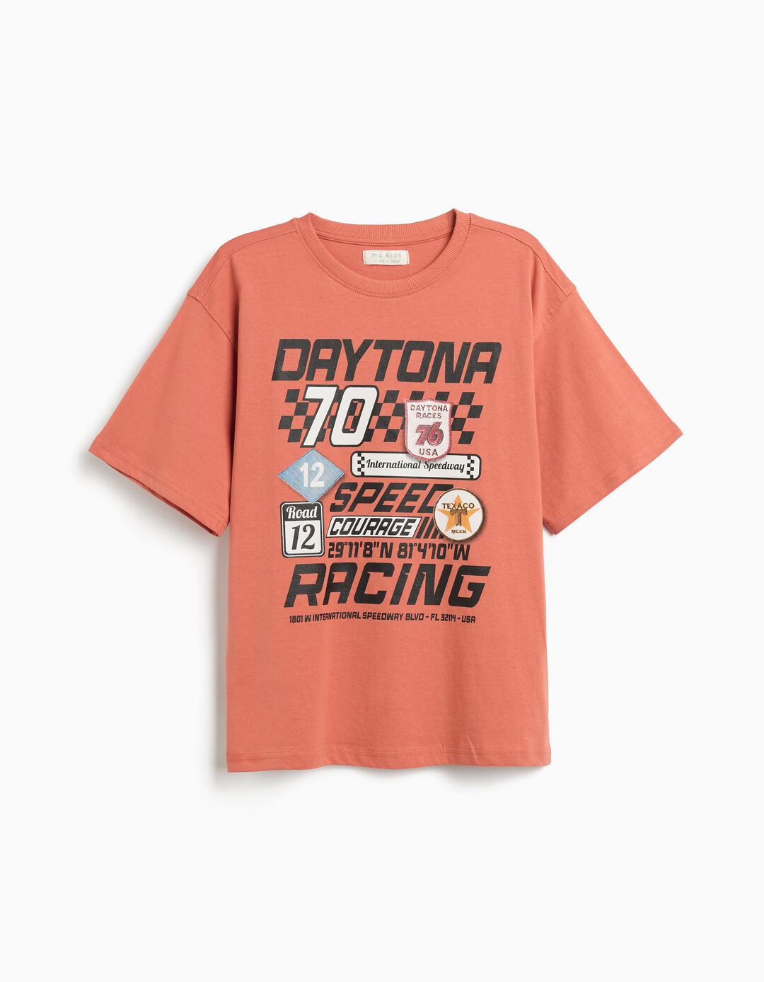 T-shirt Print, Menino, Laranja Escuro