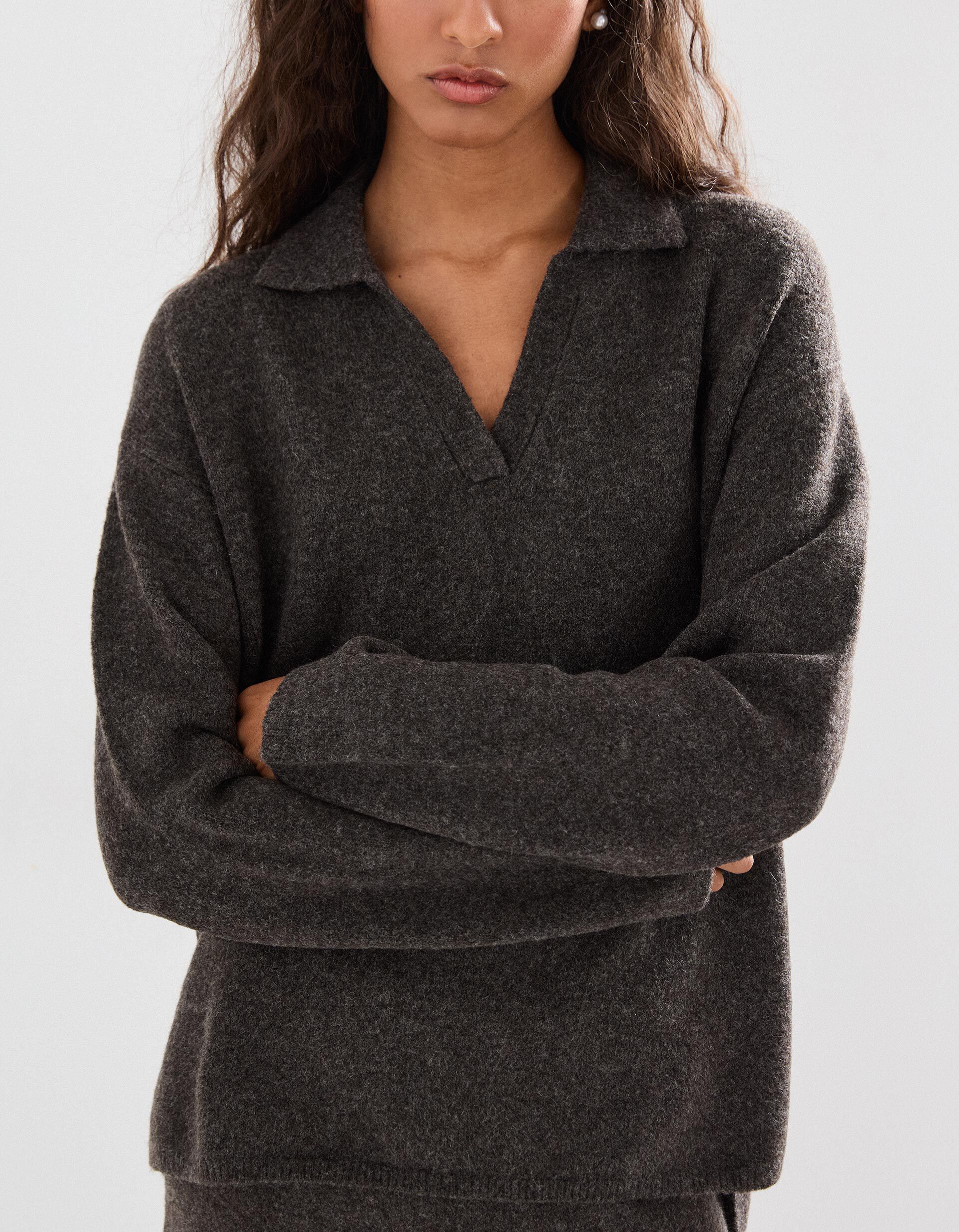 Comprar Online Camisola com L&atilde;, Mulher, Castanho Escuro