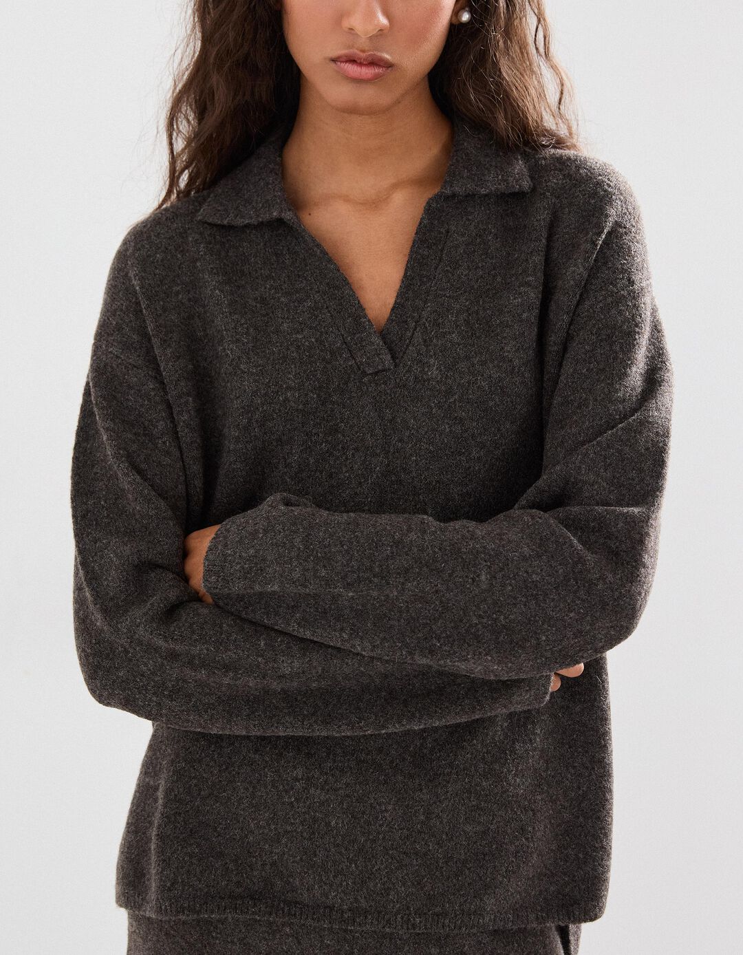 Camisola com Algodão, Mulher, Castanho Escuro