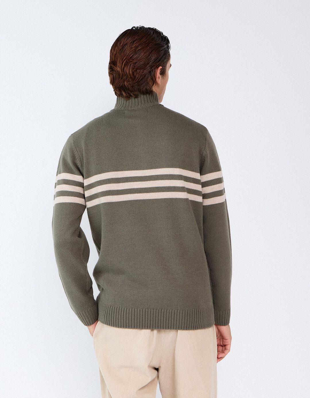 Sweater De Gola Alta, Homem, Verde Escuro