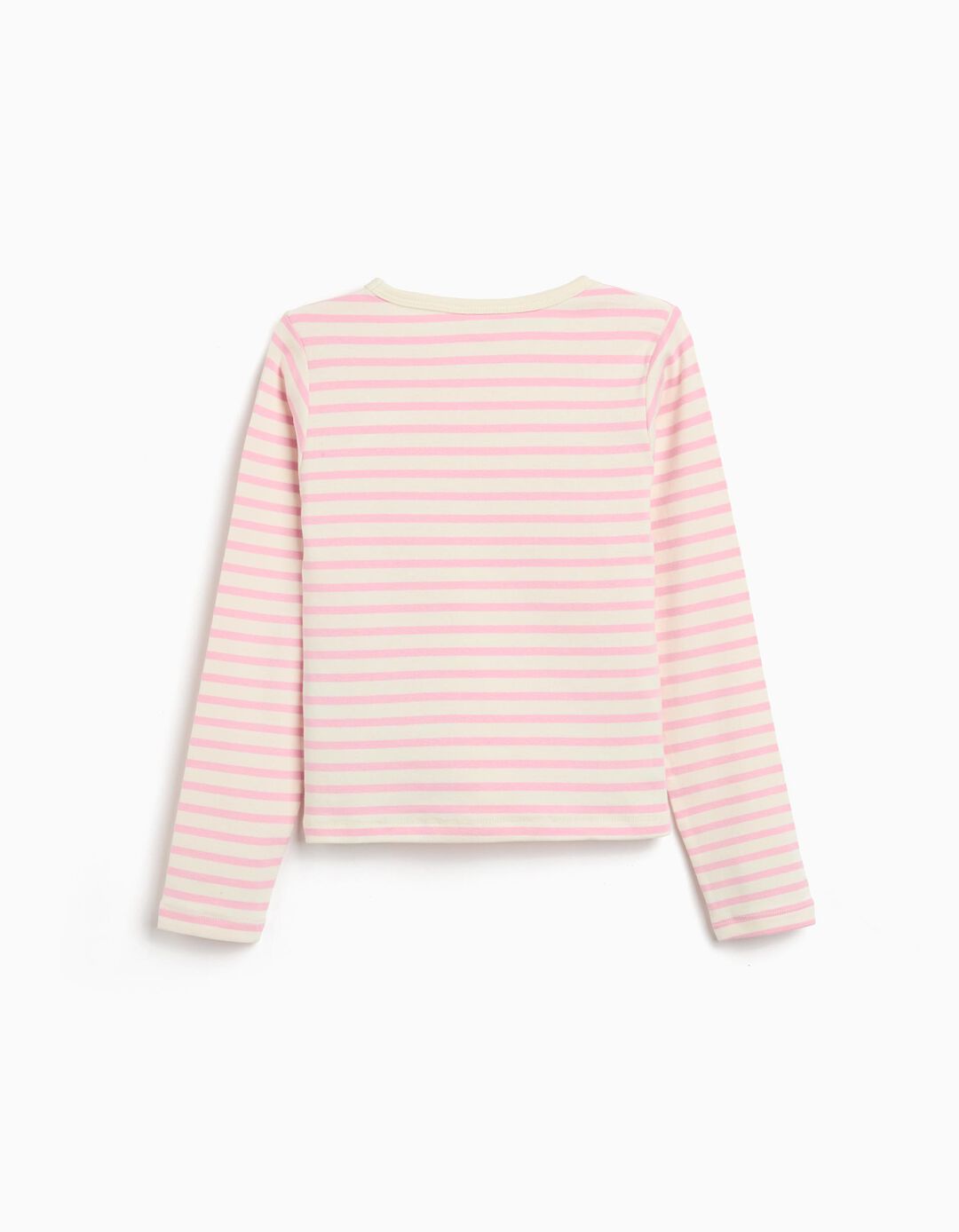 T-shirt de Manga Comprida Riscas, Menina, Rosa