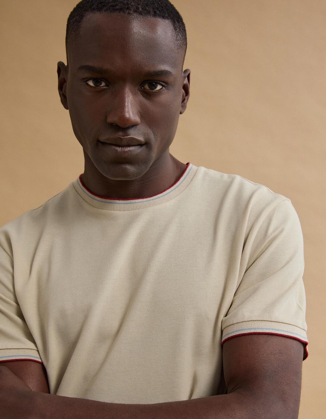 T-shirt Piquet, Homem, Bege Claro