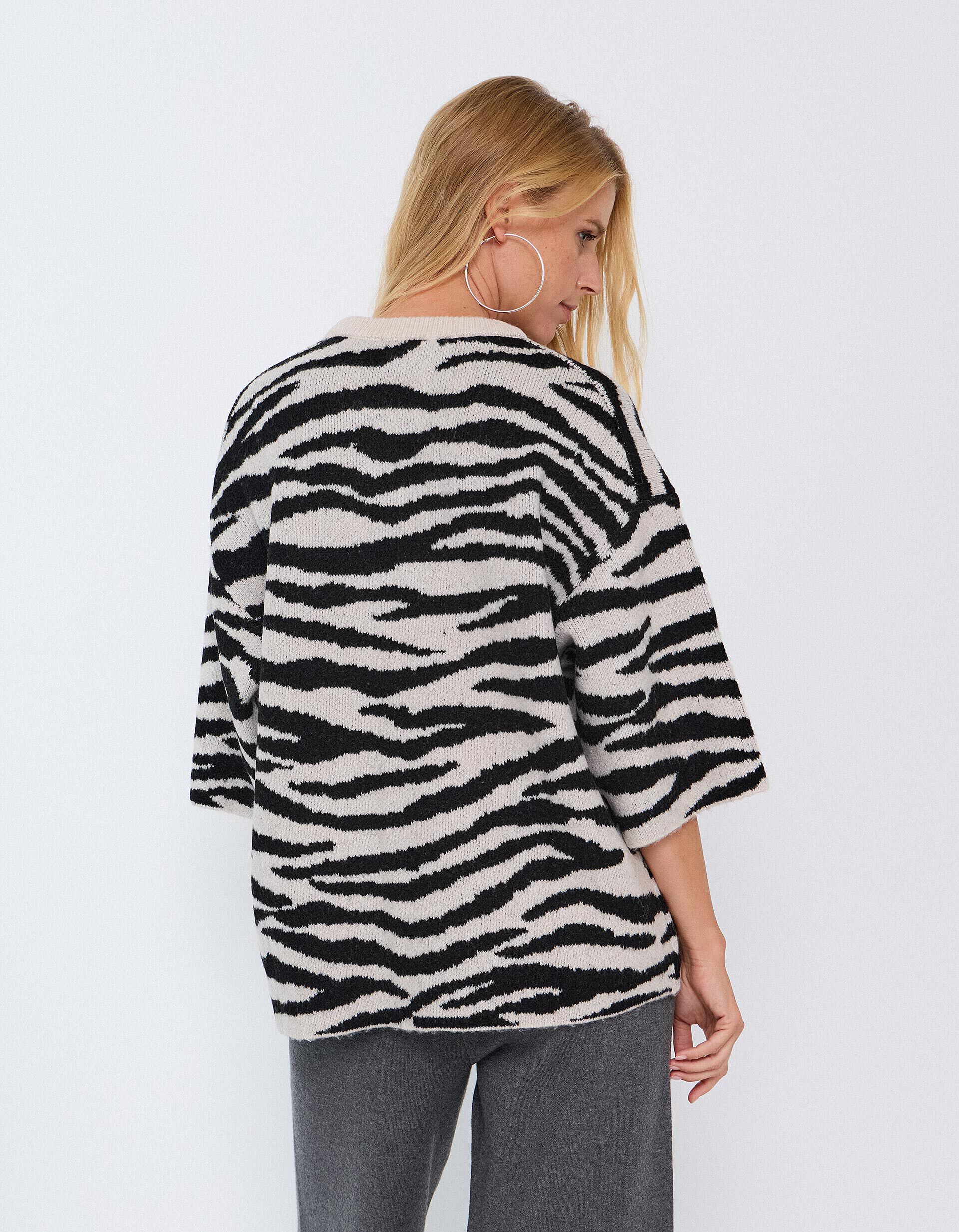Comprar Online Camisola De Malha Animal Print, Mulher, Cru