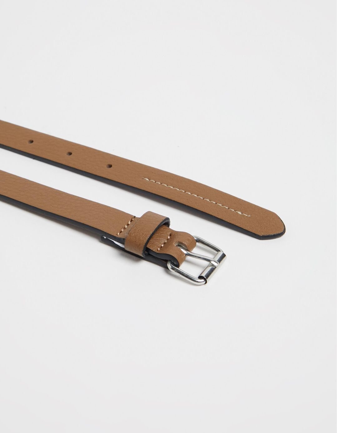 Belt with Zigzag Seams, Woman, Dark Beige