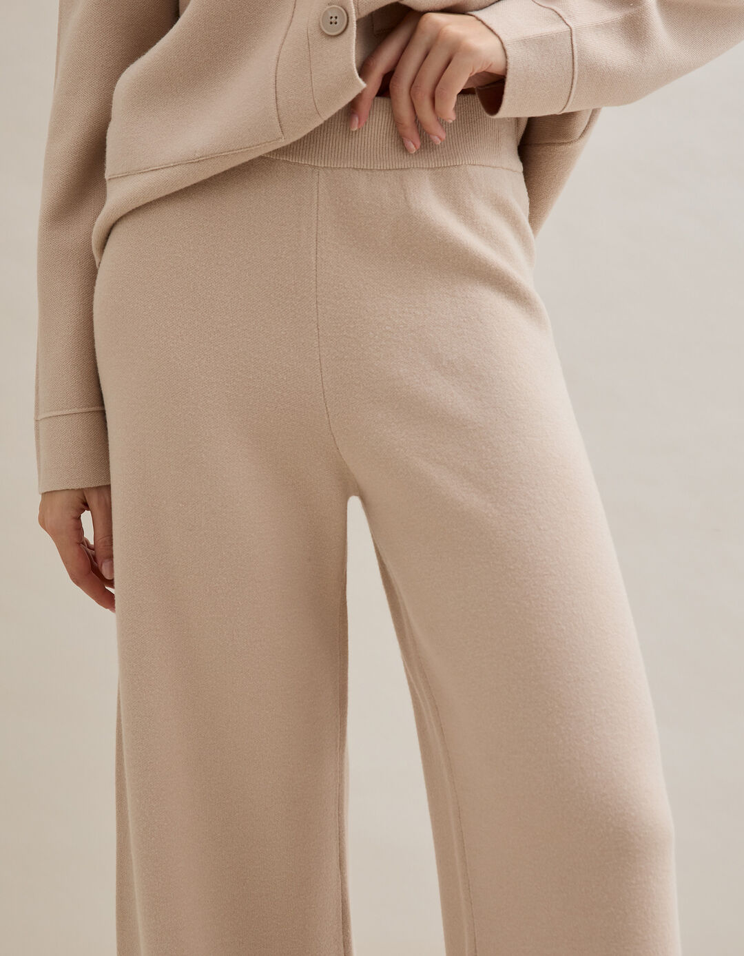Calças de Malha, Mulher, Bege Claro
