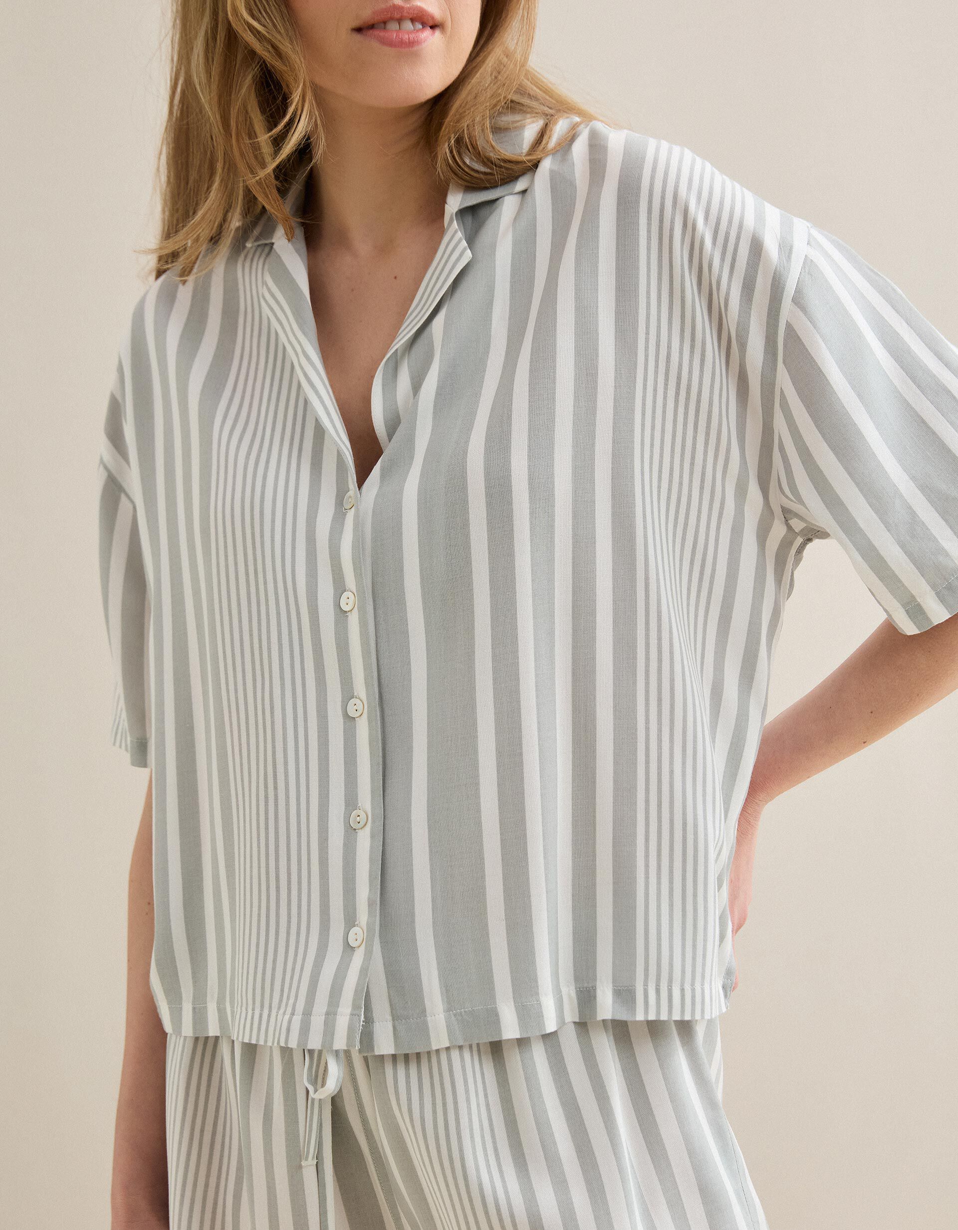 Comprar Online Pijama Riscas, Mulher, Cinzento Claro