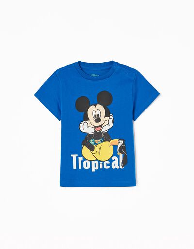 Cotton T-shirt for Baby Boys 'Tropical Mickey', Blue