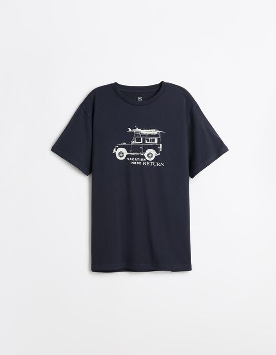 Comprar Online T-shirt Jersey Estampada, Homem, Azul Escuro