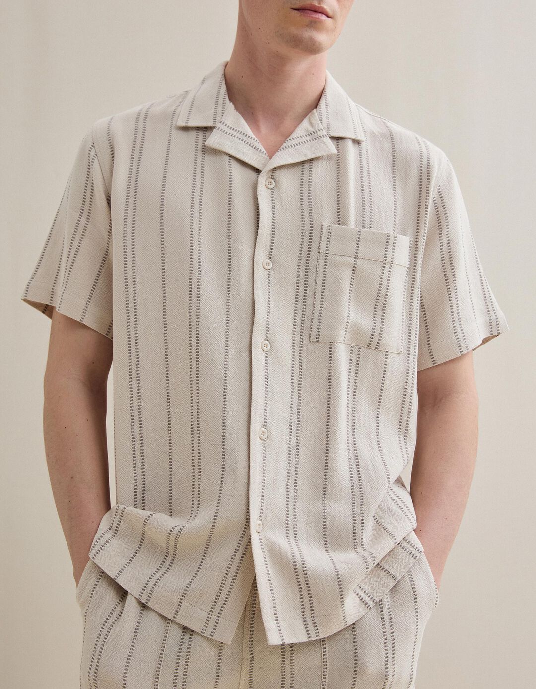 Camisa, Homem, Bege Claro
