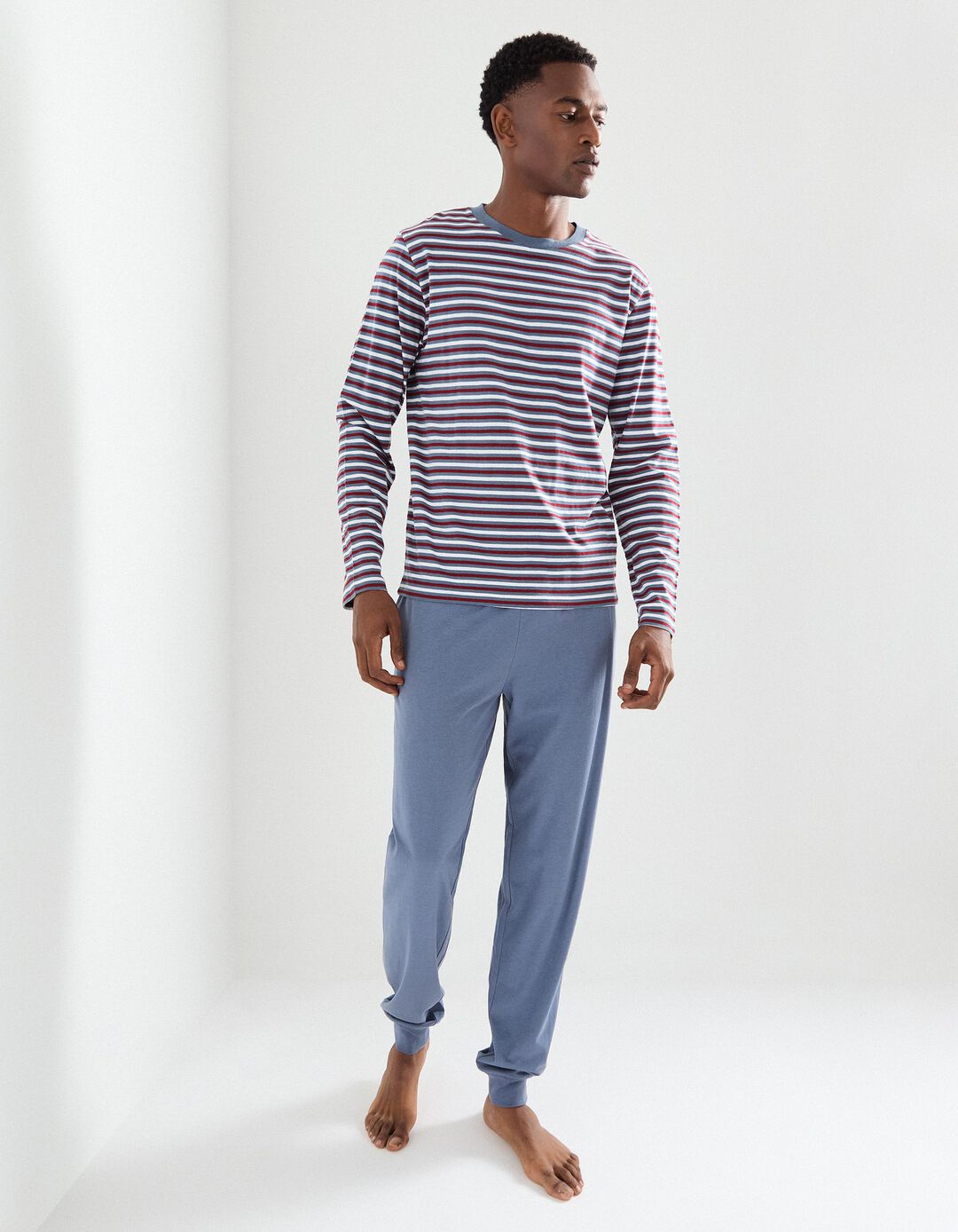 Pijama de Riscas, Homem, Azul Escuro