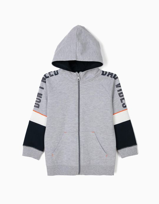 Casaco com Capuz para Menino 'Don't Need Bad Vibes', Cinza